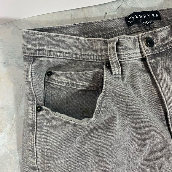 Empyre Gray Acid Wash Distressed Destroyed Skinny Jeans Size 32Wx29.5L - Picture 10 of 16